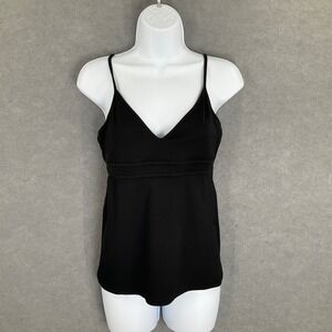 Zara Trafaluc Black Ribbed Tank Top Babydoll Vintage‎ Y2K V Neck Casual Layering